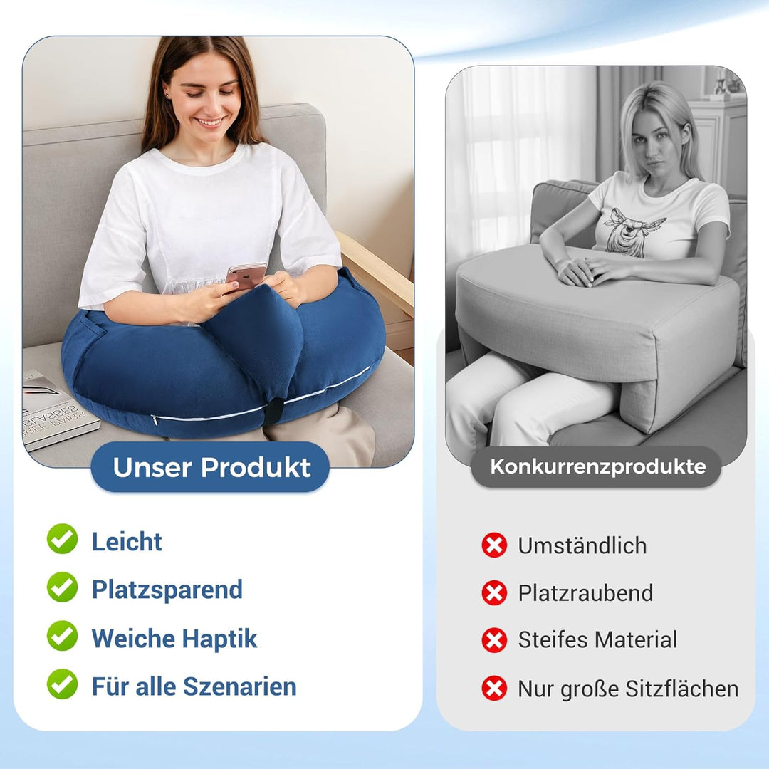 Lesekissen für Gaming, Armlehne Unterstützung Bücherkissen, U-förmiges Lap Kissen mit Seitentasche z