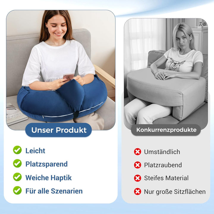 Lesekissen für Gaming, Armlehne Unterstützung Bücherkissen, U-förmiges Lap Kissen mit Seitentasche z