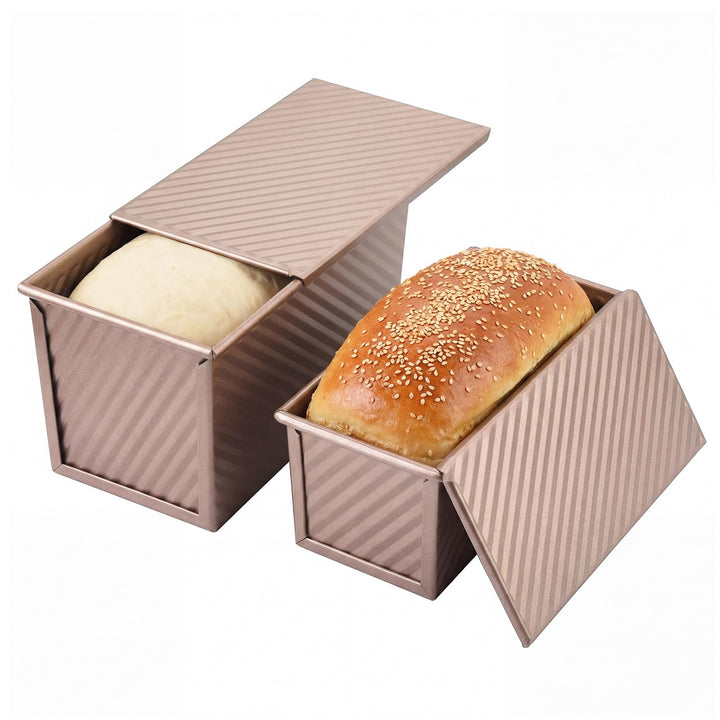 OTraki 2PCS Toastbrot Backform Set Mit Deckel, Toast Brot Backform Set Klein (19 X 9,5 X 8 Cm) Und G