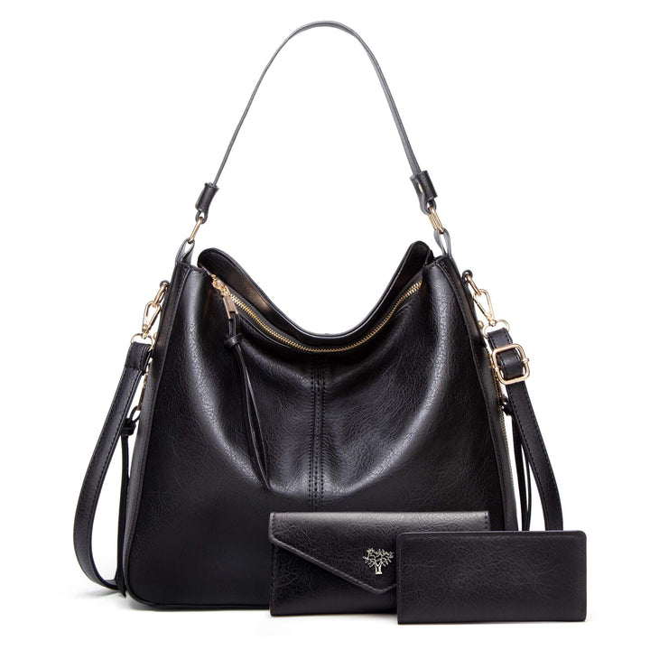 BestoU Handtasche Damen Schwarz Gross Leder Gross Tasche Umhängetasche Schultertasche Shopper Henkel