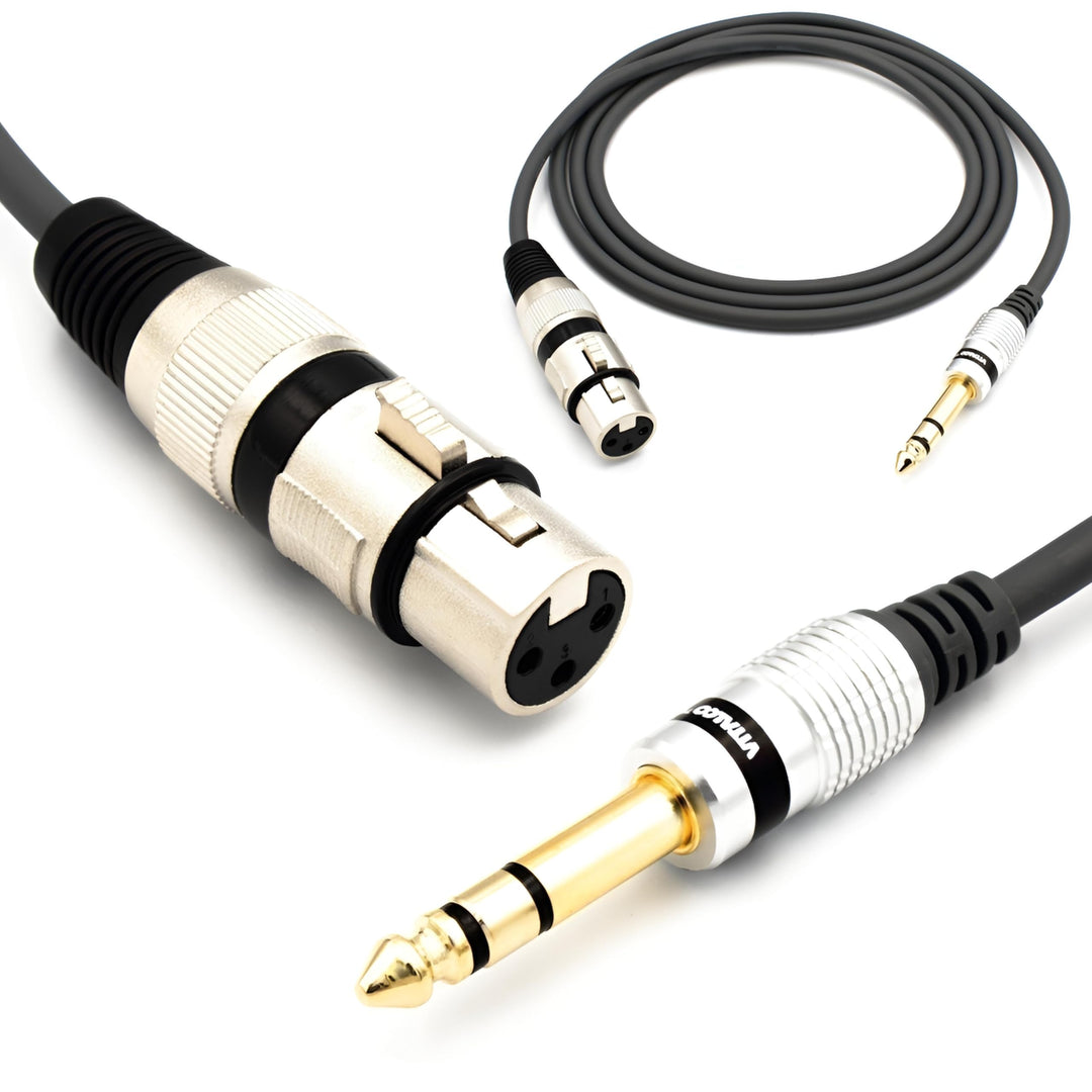 VITALCO XLR Buchse auf 6,3mm Stereo Klinke Kabel 1.5m Mikrofonkabel 3 Polig auf 6.3 TRS Klinkensteck