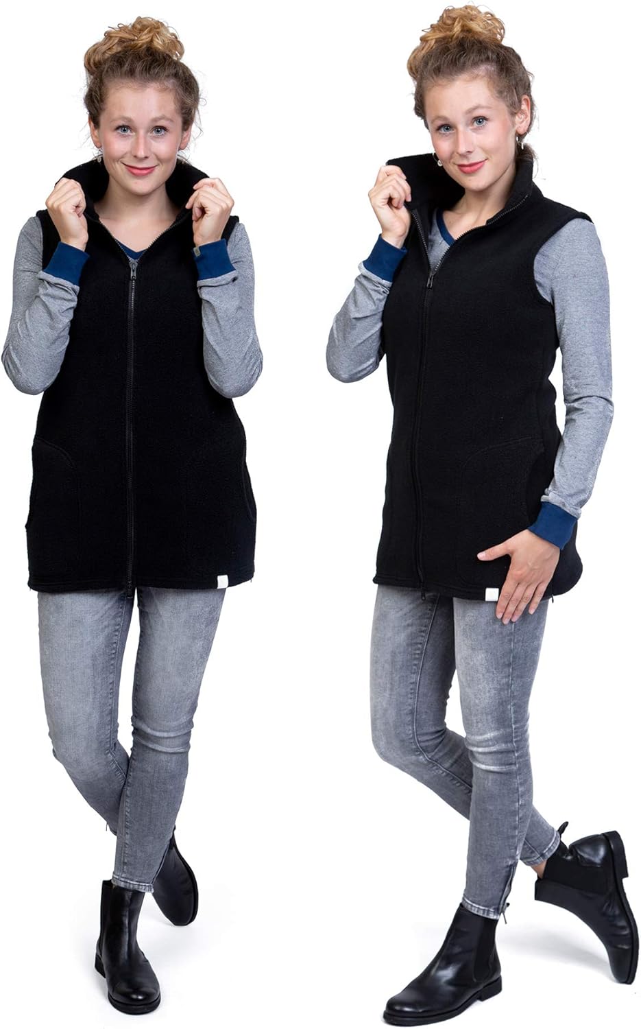 Viva la Mama - Trageweste aus Fleece, Winter Zusatzweste für Tragejacken - RERIK S Schwarz, S Schwar