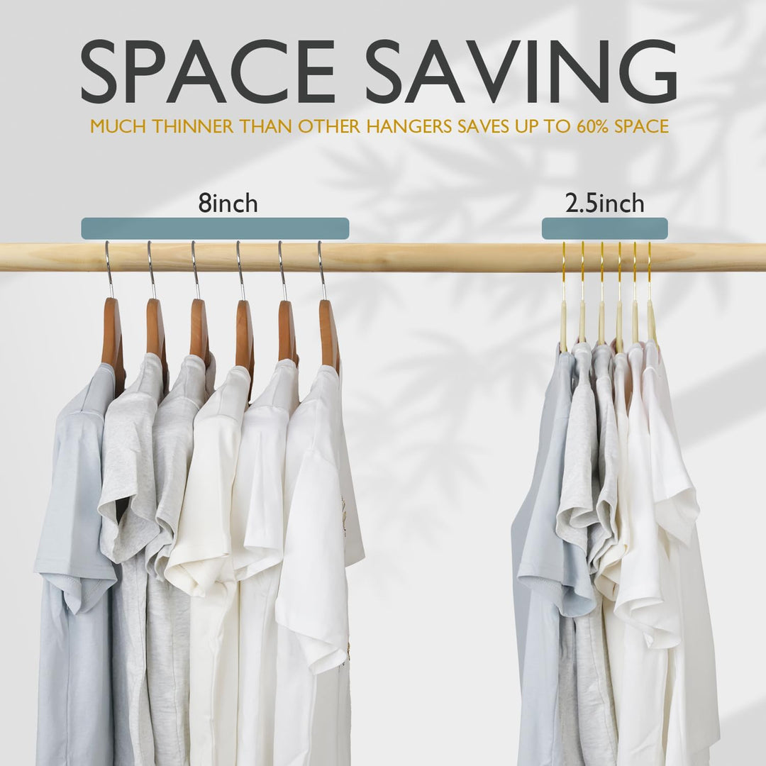 ManGotree Samt-Kleiderbügel mit 360° Drehbarem Goldhaken, rutschfeste Filz-Anzugbügel, Platzsparende