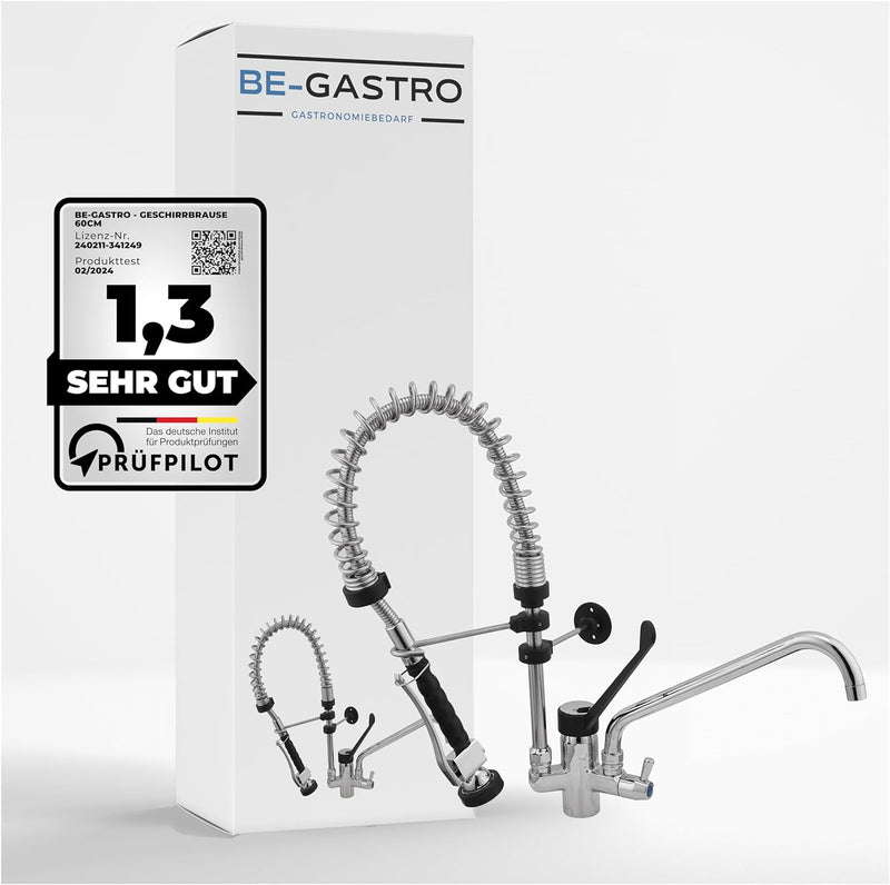 BE-GASTRO® I Profi Gastro Geschirrbrause „Premium“ inkl. Wasserhahn, Mischbatterie & ergonomischem L