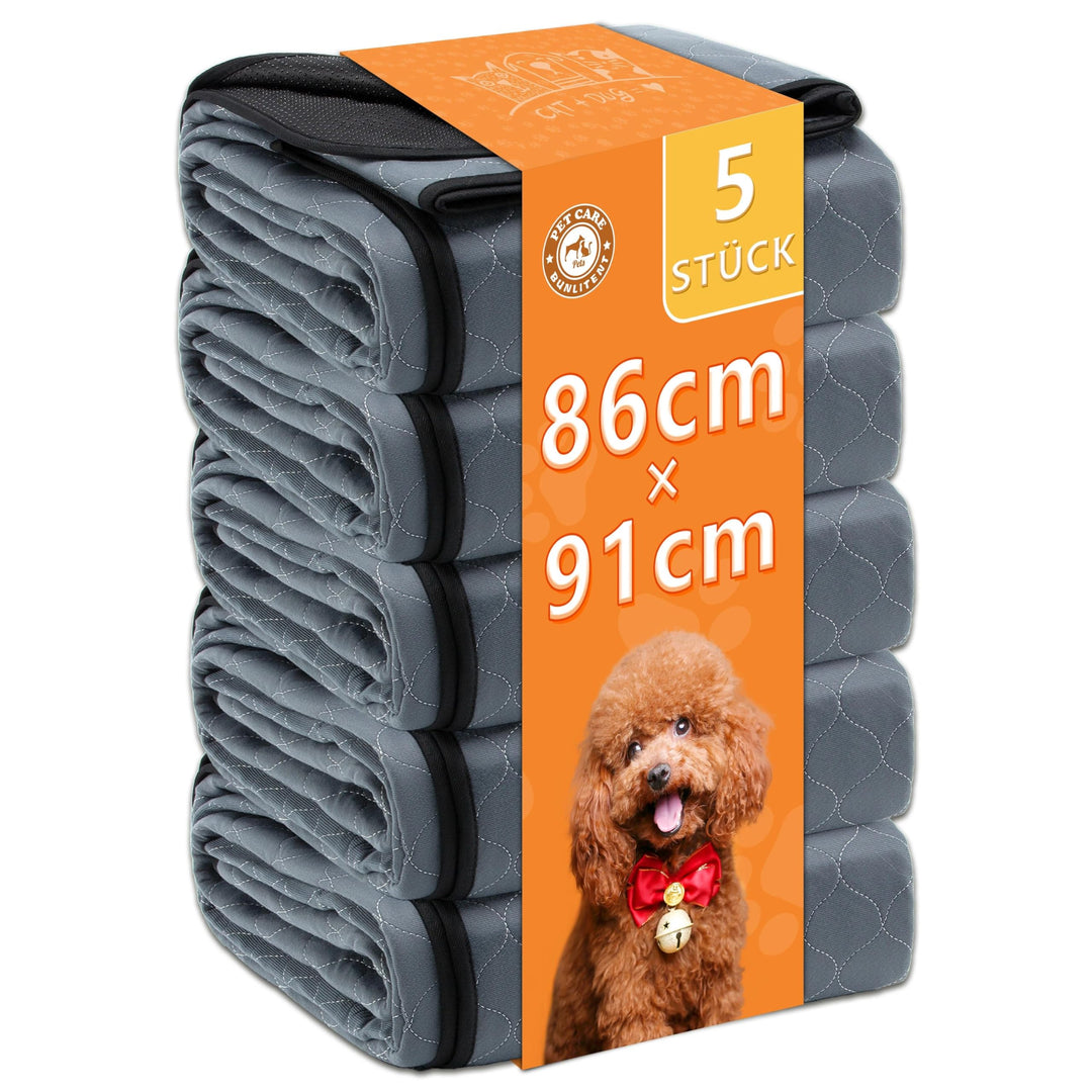 Wiederverwendbare Hundematten 5er Set (86x91 cm) – Waschbare Haustier-Urinunterlage Schnell Absorbie