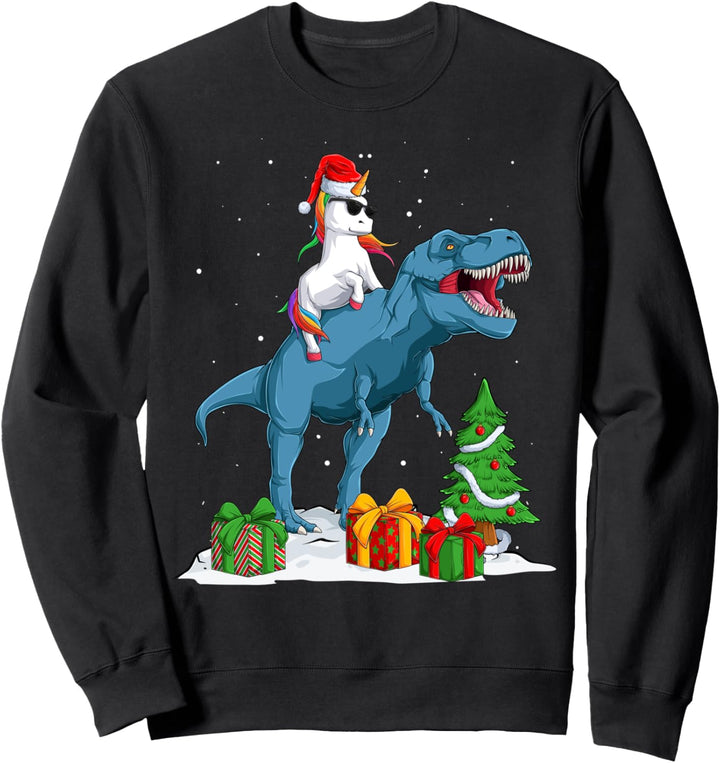 Unicorn Riding T rex Christmas Dinosaurier Jungen Mädchen Sweatshirt