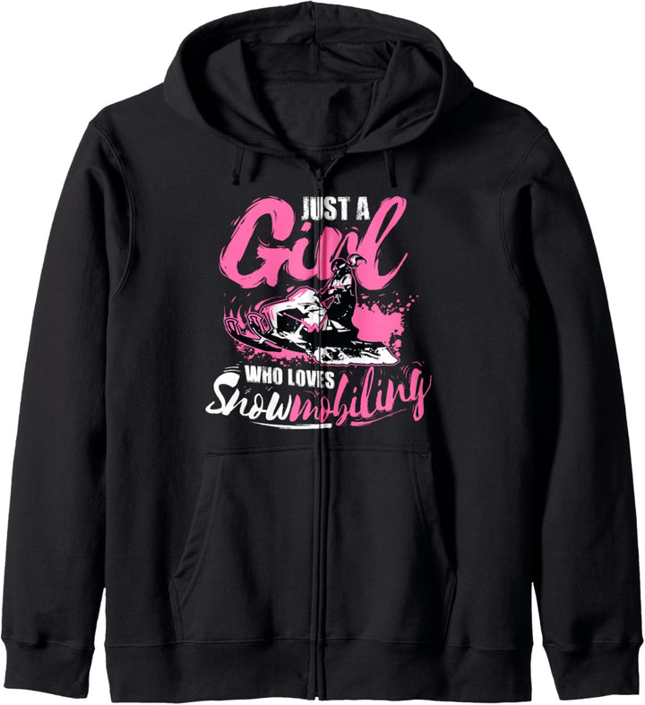Just A Girl Who Loves Snowmobiling Geschenk Schneemobil Kapuzenjacke
