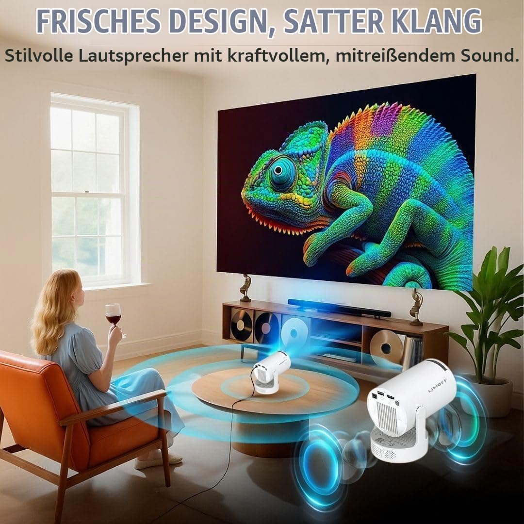 [2025 Neues Modell – inkl. HDMI-Kabel] LIMOFF Hy300 Ultra Mini Beamer – 1080P Full HD Smart Projekto