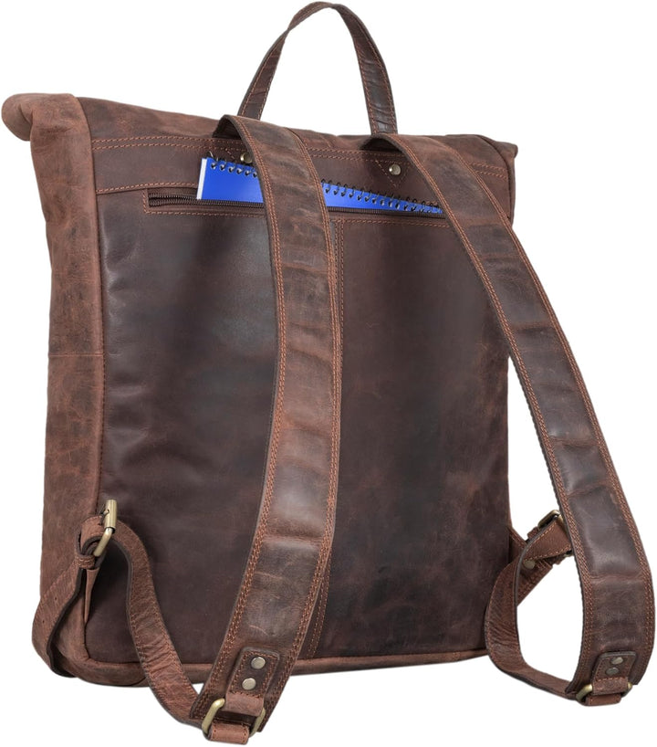 STILORD Edmund Echtleder Rolltop Rucksack Leder Herren und Damen moderner Vntage Lederrucksack Fahrr
