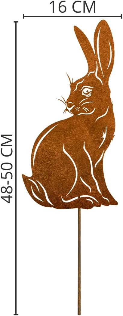 Terma Stahldesign Edelrost Osterdeko Set 3ST Osterhase mit Zwei Eier Handmade Germany, tolle gartend