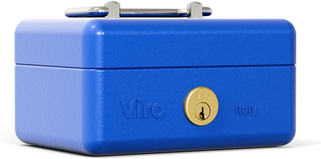 Viro 4272 Geldkassette mit Zylinder und Schloss, blau, 150 x 110 x 80 mm