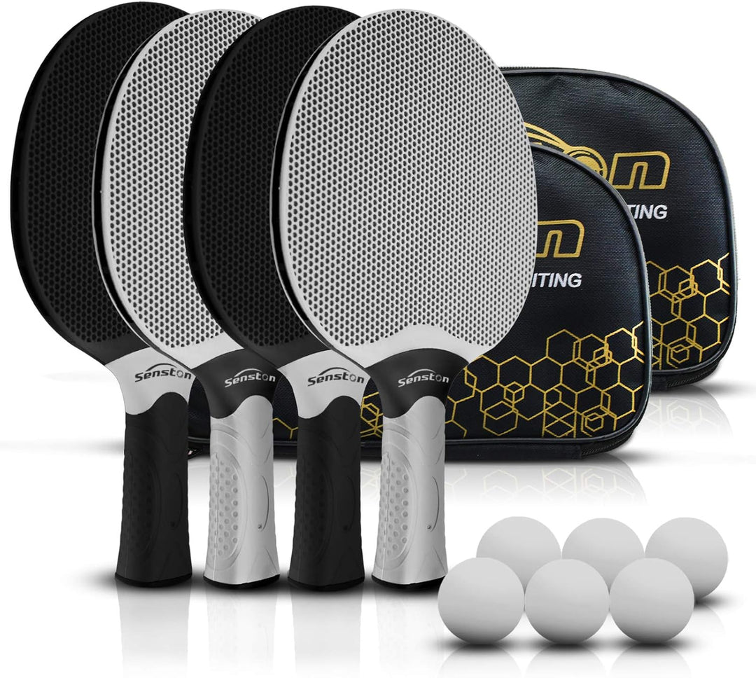 Senston Tischtennisschläger Set, professionelle Tischtennisschläger mit 3 Bällen, Ping Pong Paddel S