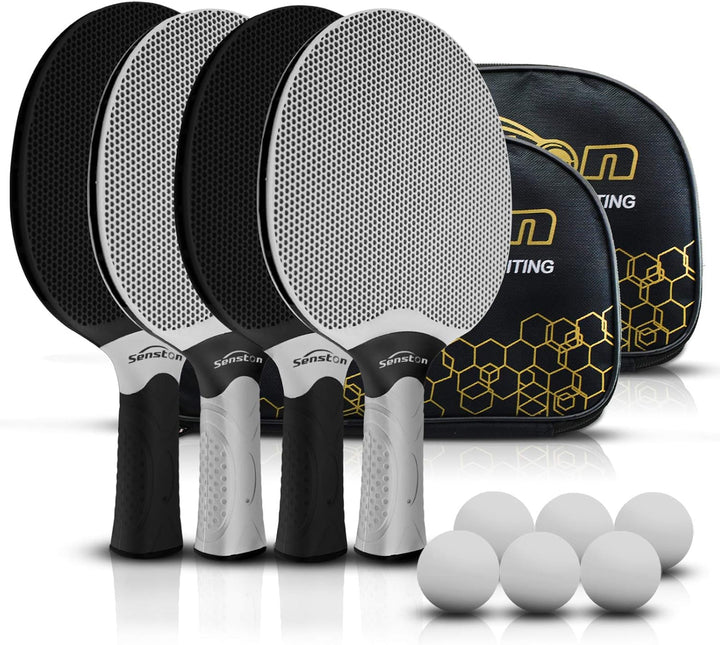 Senston Tischtennisschläger Set, professionelle Tischtennisschläger mit 3 Bällen, Ping Pong Paddel S