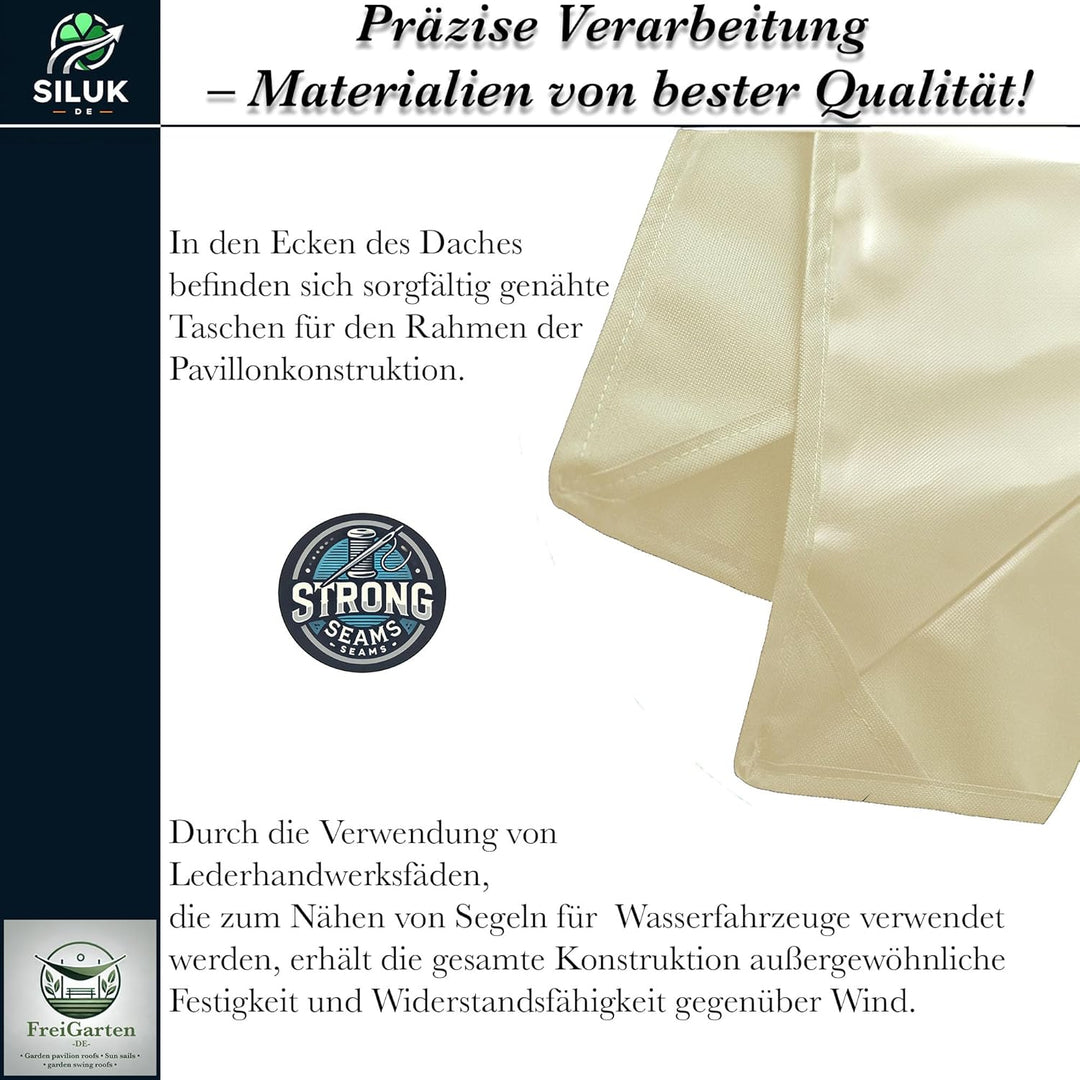 freigarten.de Ersatzdach für Pavillon 3x3 Meter Wasserdicht Material: Panama PCV Soft 370g/m² extra