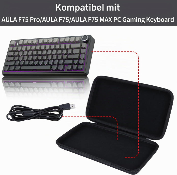 Hart Schutzhülle Kompatibel mit Aula F75 / F75 PRO/ F75 Max Mechanische Tastatur Gaming (Schwarz), S