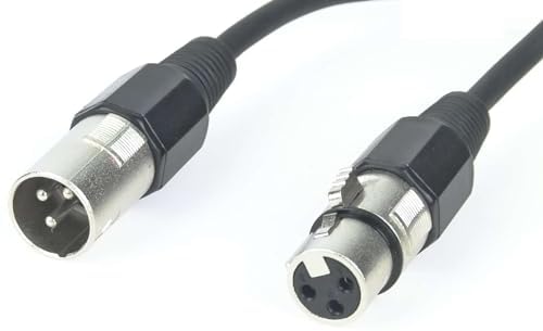 Paccs 1 Stück 20 m Mikrofonkabel Schwarz XLR Stecker male auf XLR Buchse female - Symmetrisch Audio