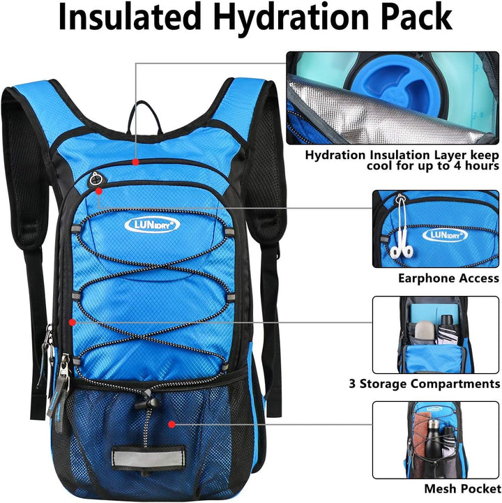 Lunidry Fahrradrucksack mit Trinkblase 3L, Laufrucksack Trinkrucksack 15L für Damen & Herren, Wasser