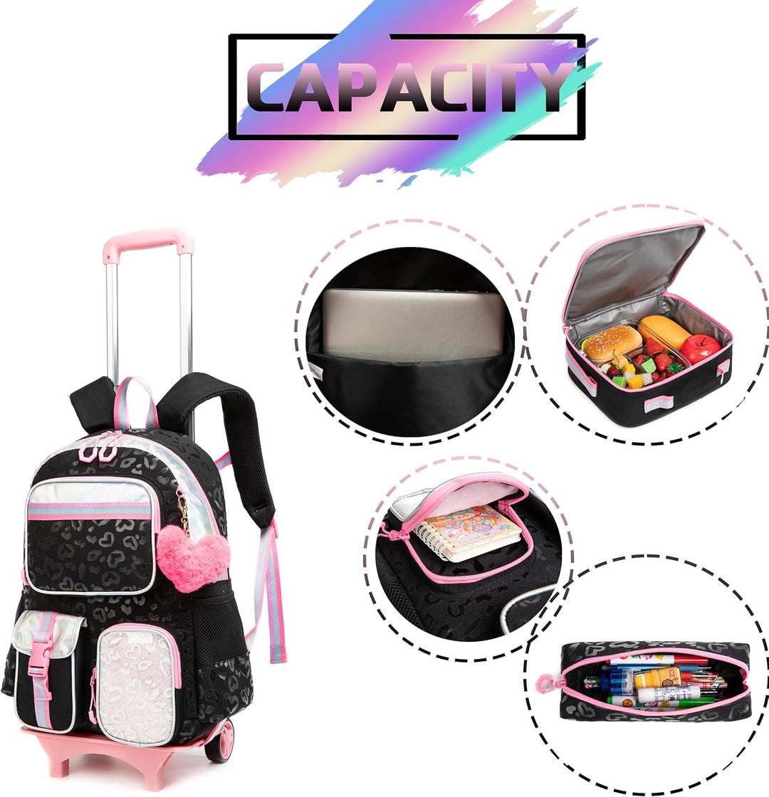 HTgroce Kinder Trolley Rucksack Schultasche Schulranzen Mädchen schultrolleys Schulrucksack Kinderko