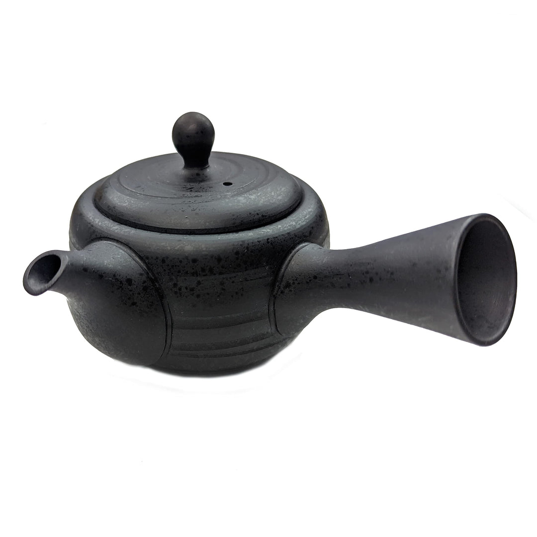 Kyusu Japanische Teekanne aus Keramik mit Teesieb aus Edelstahl, Japan Einhand-Teekanne Black 200ml,