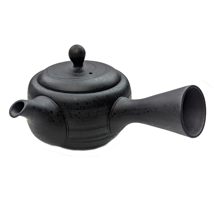 Kyusu Japanische Teekanne aus Keramik mit Teesieb aus Edelstahl, Japan Einhand-Teekanne Black 200ml,