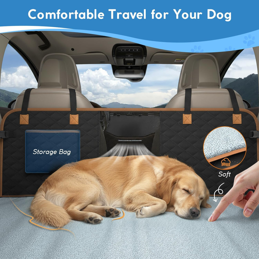 Hundedecke Auto-Rücksitz mit Grauer Weicher Zusatzdecke, Wasserdicht, Kratzfest Hund Auto-Rücksitz m