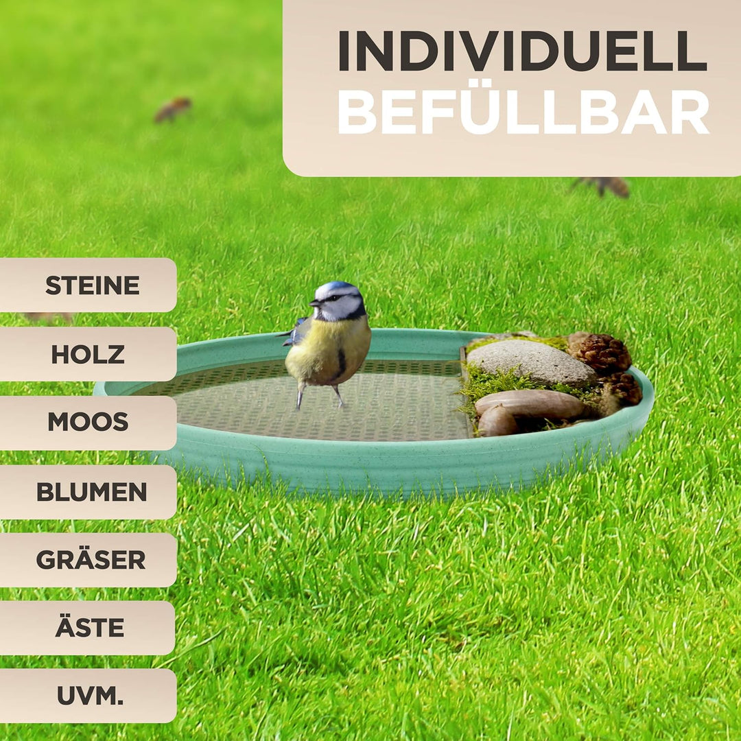JoDaK Vogeltränke und Insektentränke (smaragdgrün) Vogelbad stehend gross, Kunststoff frostsicher un