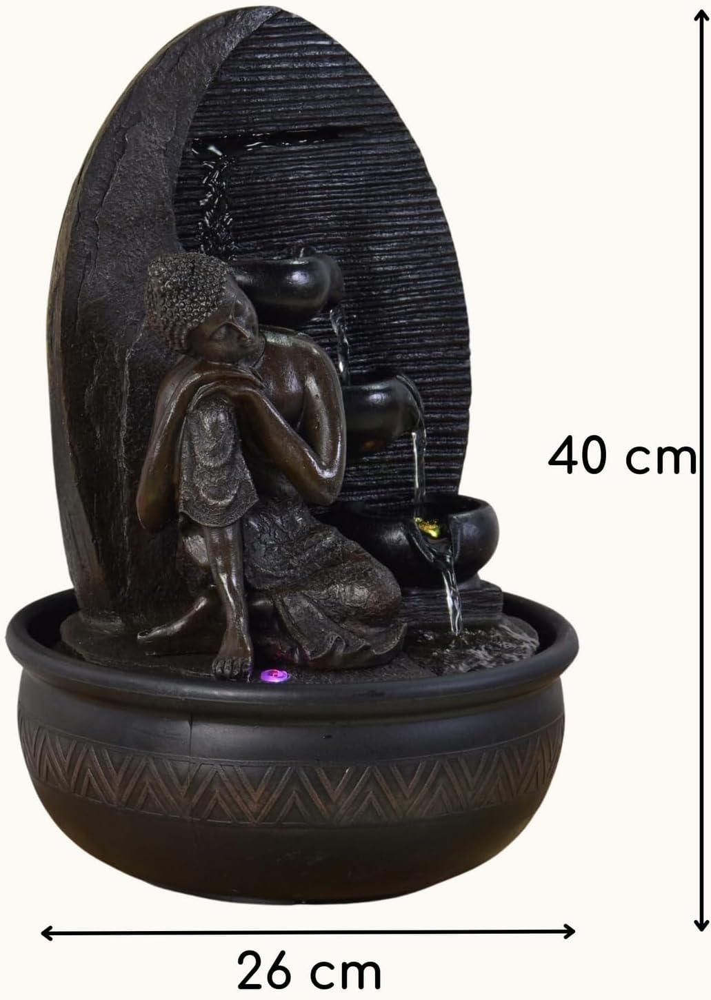 Zen'Light Zimmerbrunnen Buddha Grace, Kunstharz, bronzefarben, 26 x 26 x 40