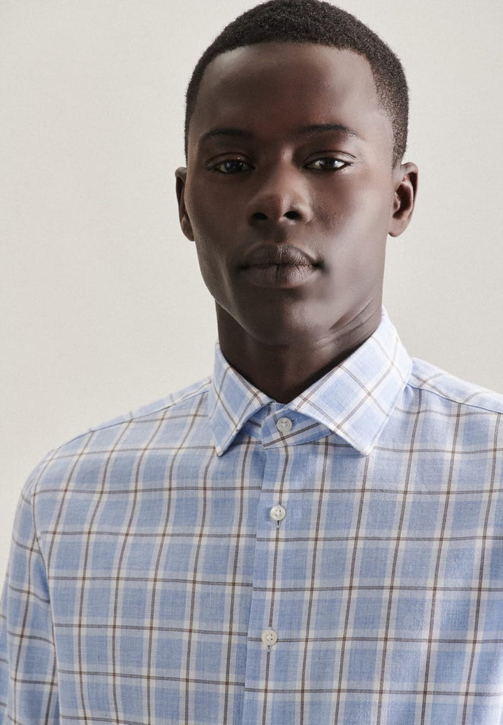 Seidensticker Herren Business Hemd - Bügelfreies, schmales Hemd - Slim Fit - Langarm - Kent-Kragen -