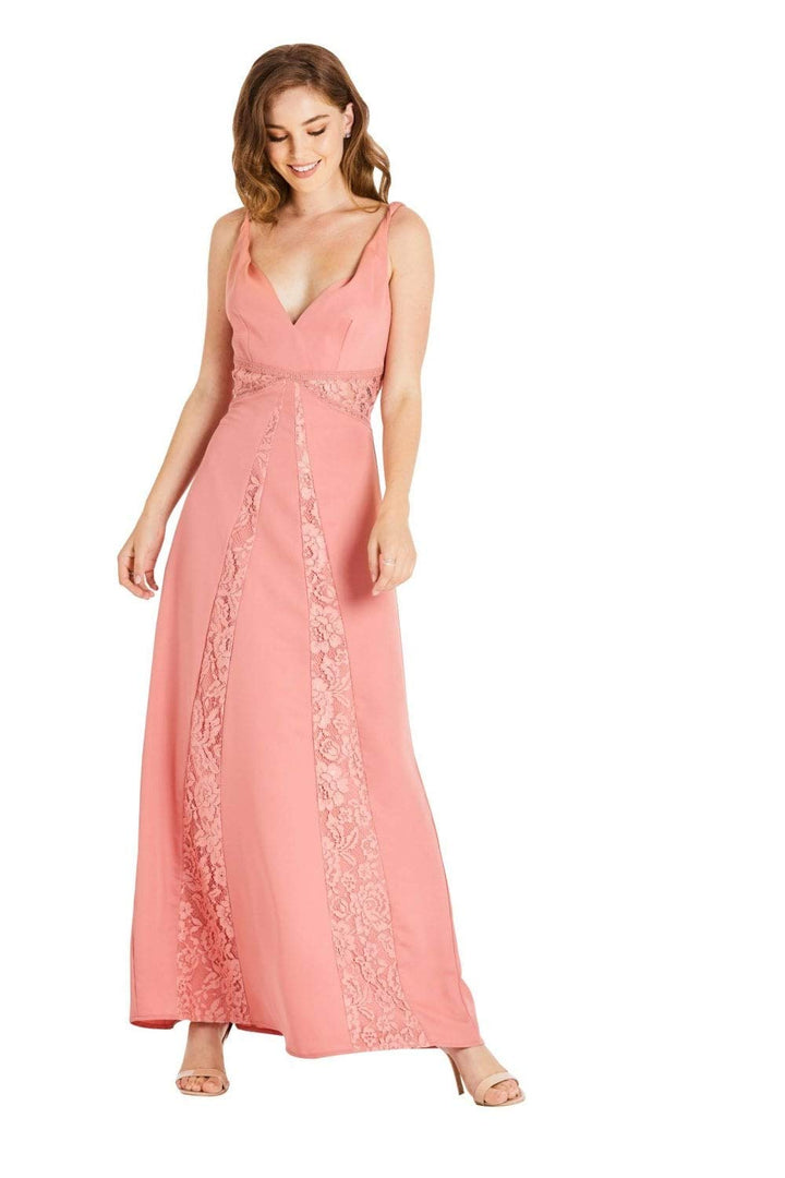 Little Mistress Damen Miranda Lace Plunge Maxi Dress Kleid, Orange (Desert Flower 001), 36 (Herstell