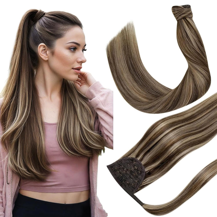 Hetto Braun Ponytail Echthaar Extensions Remy Zopf Extensions Echthaar Glatt Haarverlangerung Peferd