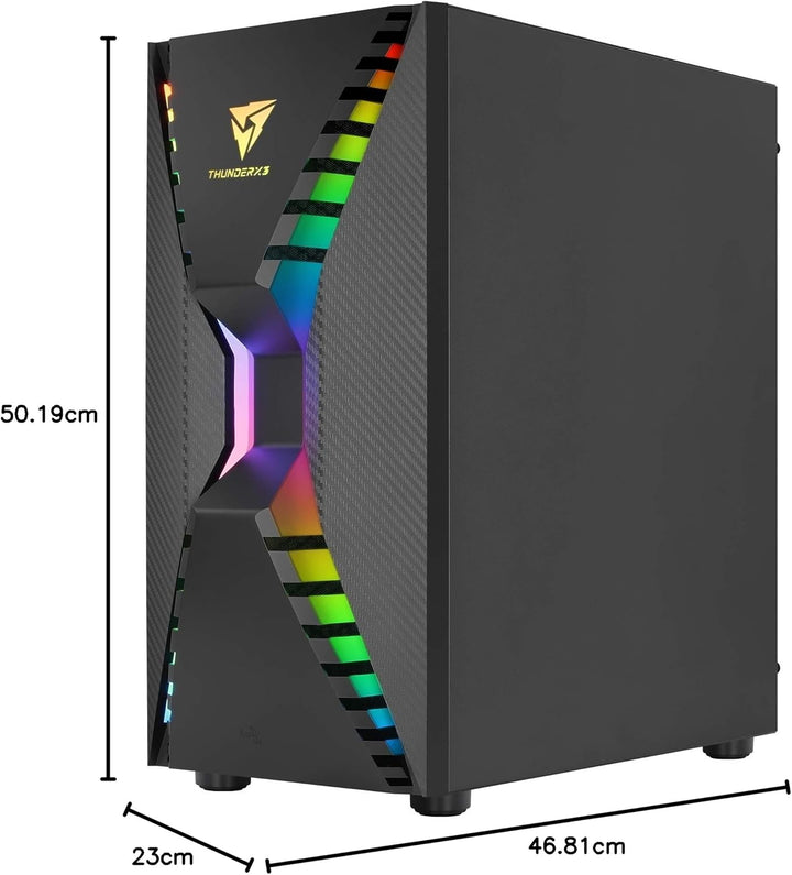 Aerocool Cronus Mid Tower Case – PC Gaming Case with 1 x 1400mm ARGB Rear Fan, RGB LED Front & Full