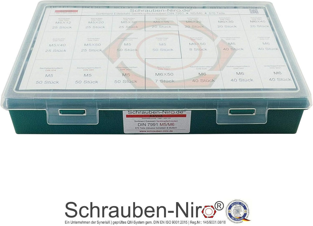 Sortiment/Set Edelstahl Senkkopfschrauben M5 M6 DIN 7991 VA A4 V4A Innensechskant M5 + M6 | A4/V4A,