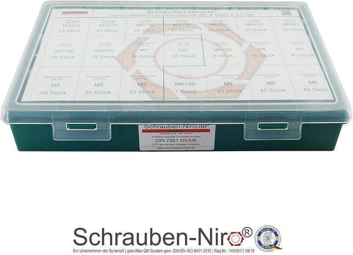 Sortiment/Set Edelstahl Senkkopfschrauben M5 M6 DIN 7991 VA A4 V4A Innensechskant M5 + M6 | A4/V4A,