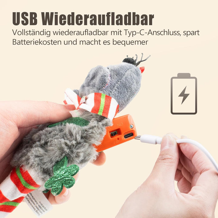 Migipaws Katzenspielzeug,elektrisch Maus-Spielzeug,berührungsaktiviertes Spielzeug mit wedelndem Sch