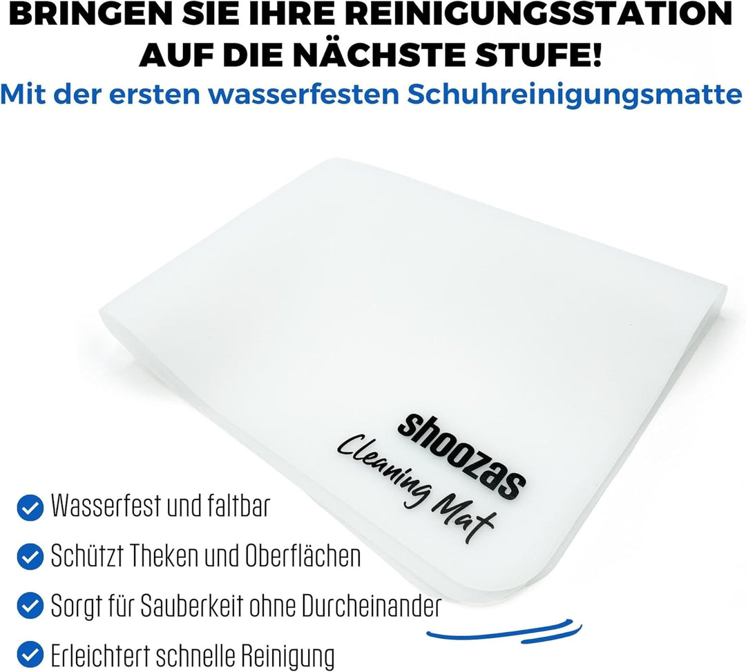SHOOZAS - Kit zur Schuhreinigung - Schaumreiniger, Wasserdichte Matte, Bürste und Mikrofasertuch - I