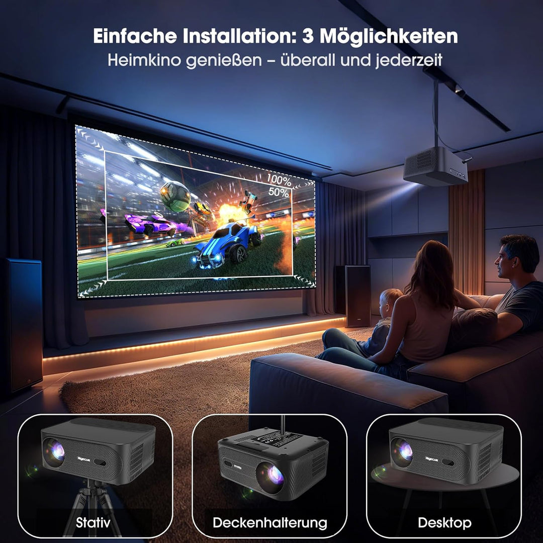 Nigecue Beamer 4K [Netflix Official & Dolby Audio], Autofokus/Auto Trapezkorrektur 30000L WiFi6 Blue