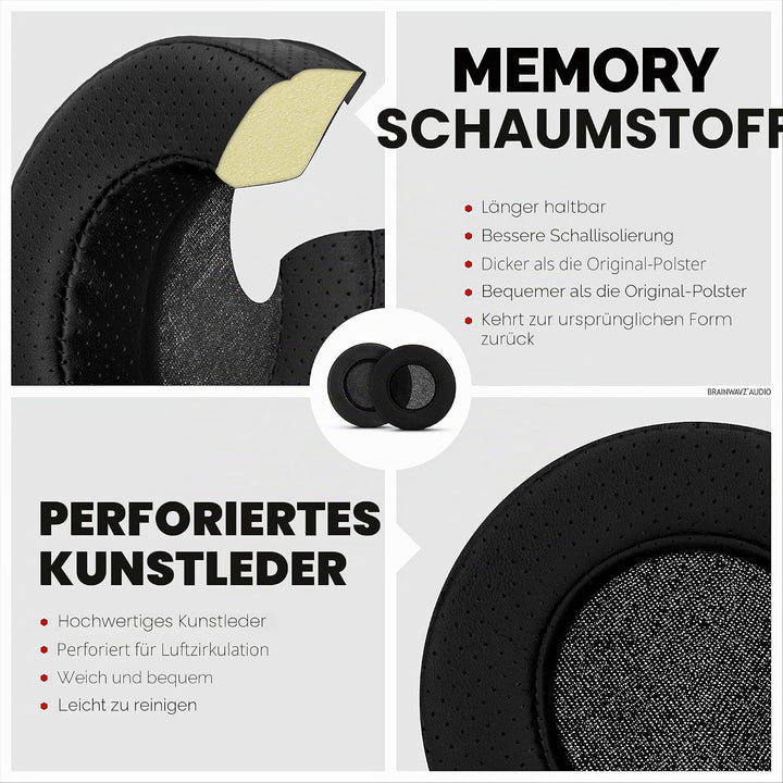 Brainwavz Runde Ohrpolster aus Memory-Schaumstoff – geeignet für viele grosse Kopfhörer SteelSeries,