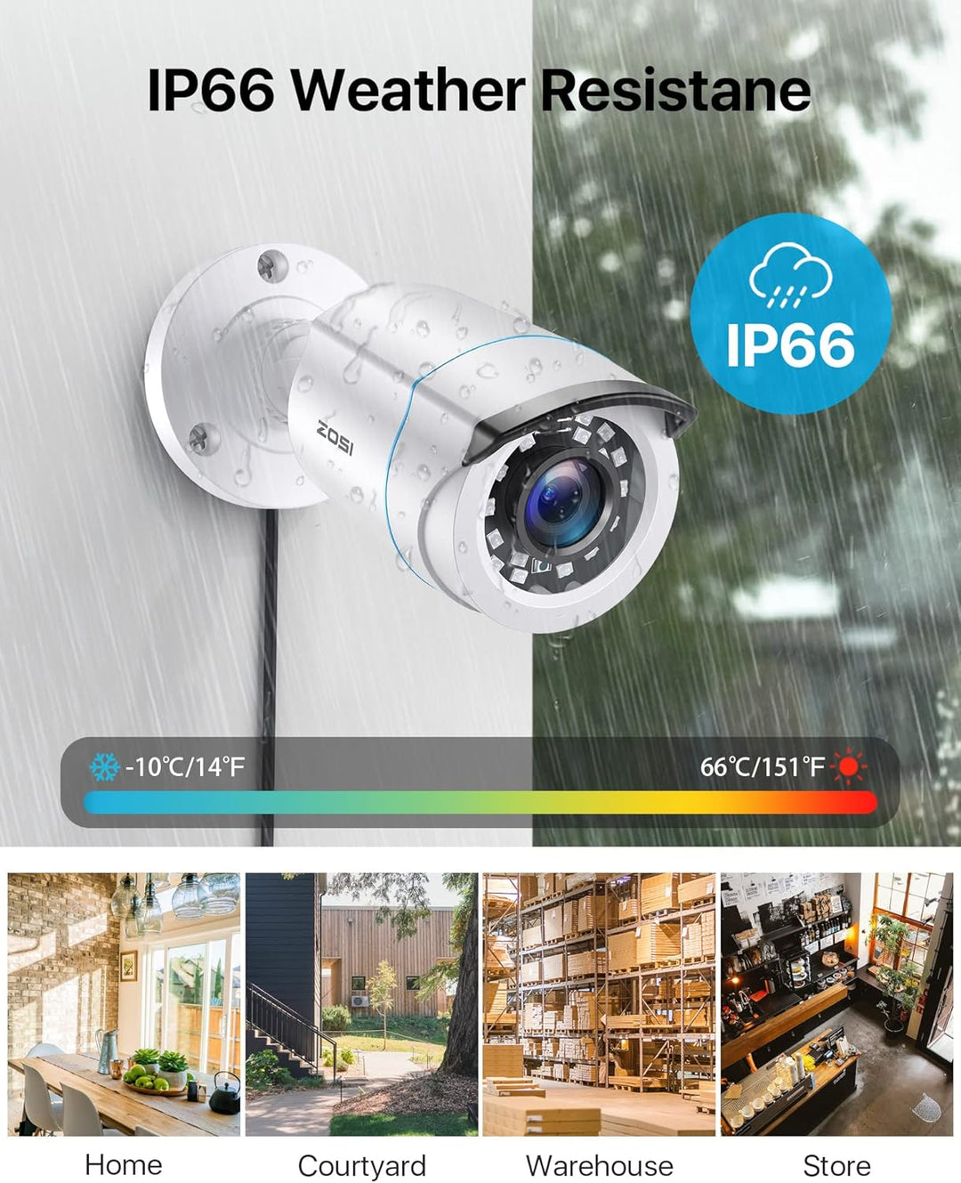 ZOSI 1080p Verkabelt Überwachungskamera Set Aussen ohne Festplatte, 8CH H.265+ und 1080P 2MP 4-in-1