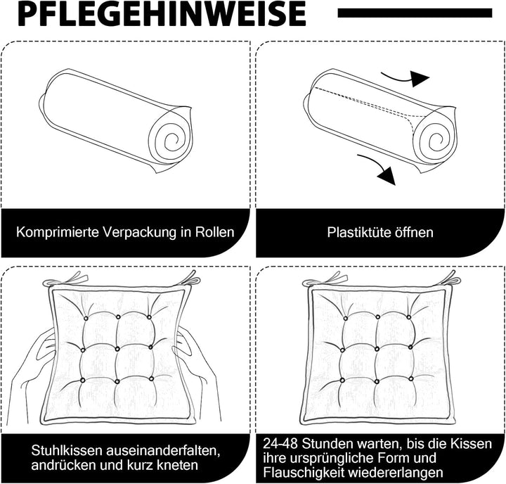 Indoor Sitzkissen Stuhl 2er Set – Komfortable Cordstoff-Sitzmatte Stuhlkissen mit Bändern, Hochwerti