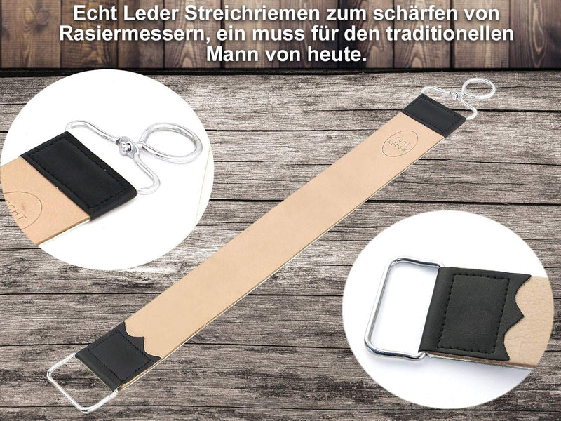 Rasiermesser-Set Rasier Set Herren Rasiermesser Holz Griff Goldätzung Schwarze Klinge mit Paste aus