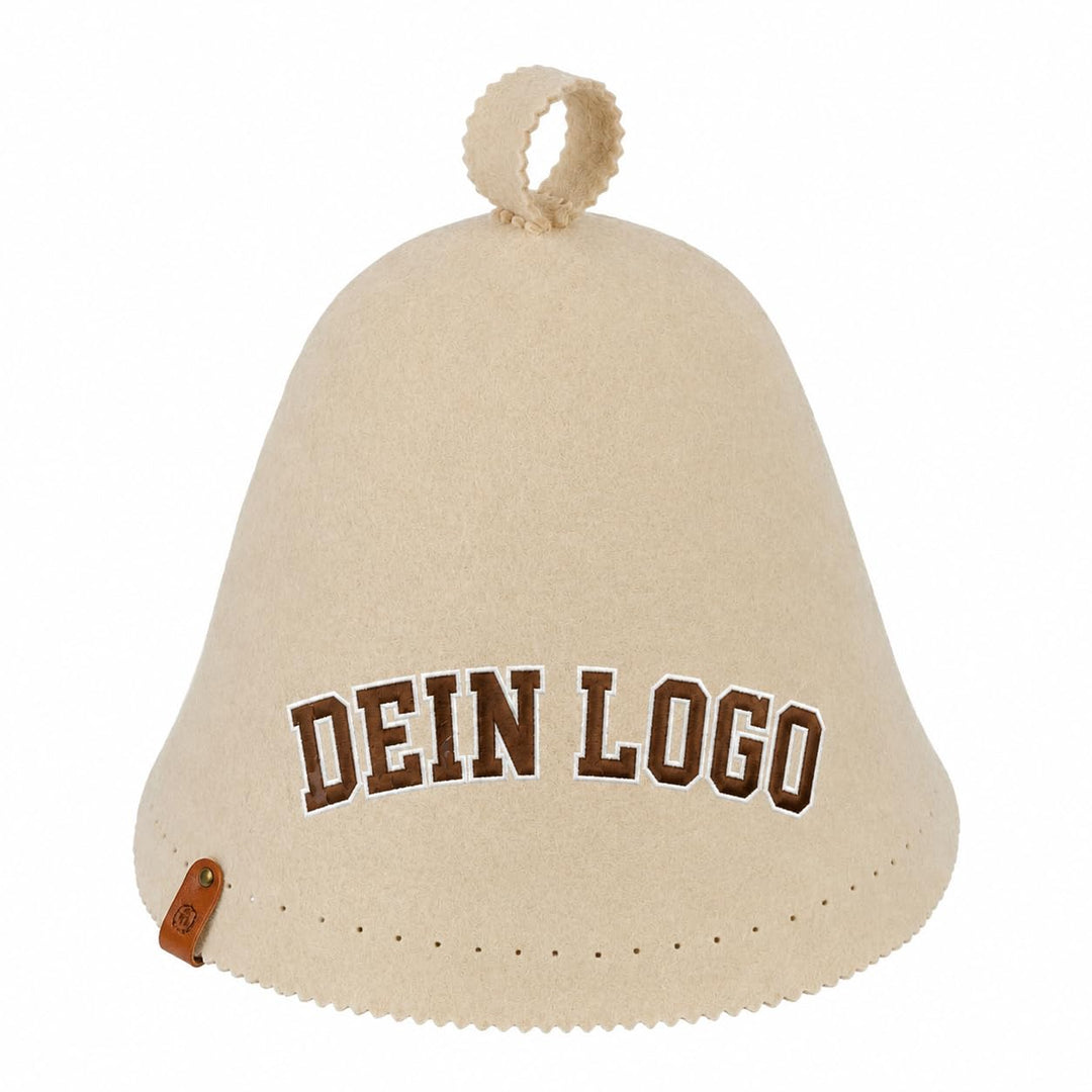 Personalisierter Saunahut mit eigenem Logo | 100% Merinowolle | Individuelle Logo-Stickerei | Saunam
