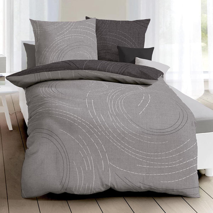 Kaeppel Mako-Satin Bettwäsche Jaro Zinn, 1 Bettbezug 200 x 200 cm + 2 Kissenbezüge 80 x 80 cm Zinn 1