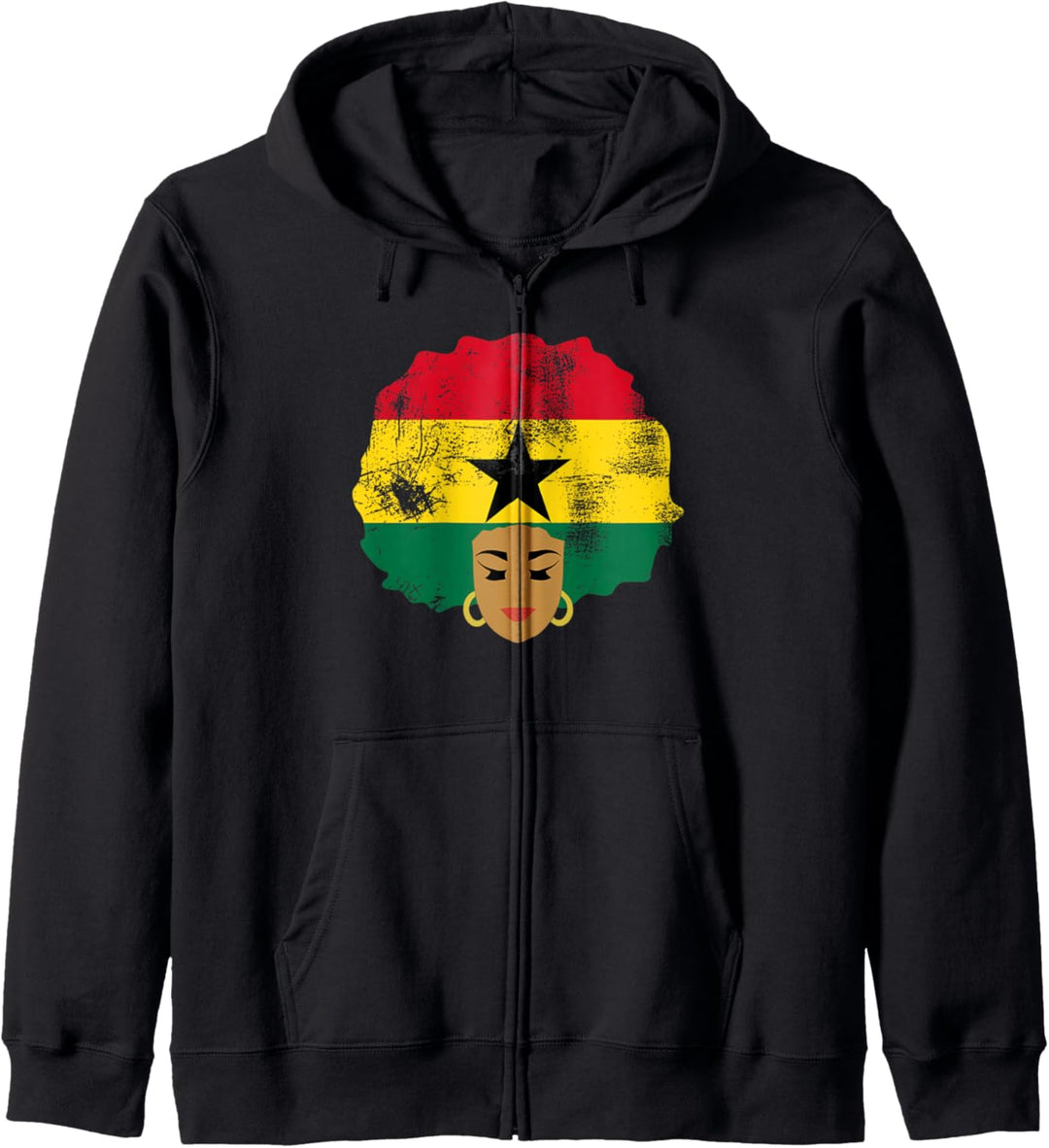 GHANAIAN FRAU MIT AFRO & GHANA FLAG AFRICAN Kapuzenjacke