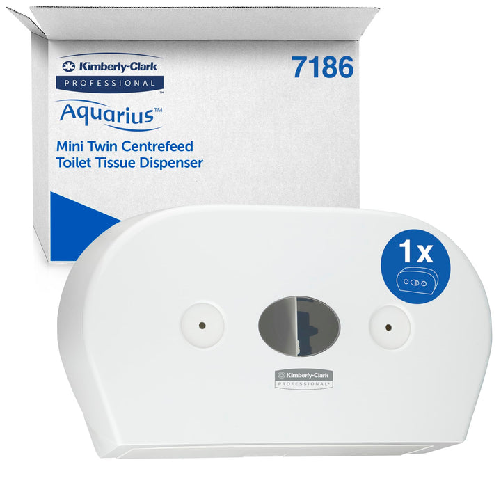Aquarius Mini-Doppel-Toilettenpapierspender mit Zentralentnahme 7186-1 x Weiss, Wc Papierspender