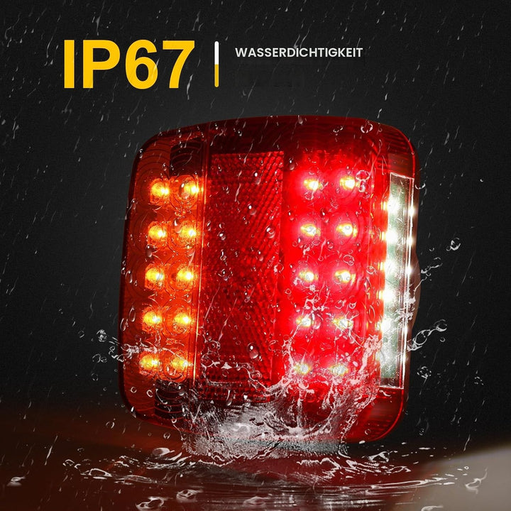 Yuanjoy 7-polig LED Rücklichter für Anhänger mit 7.5 m Kabel Vorverkabelt 12V LKW Rückleuchten mit E