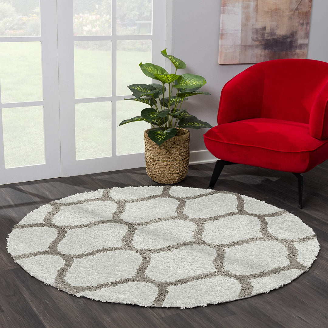 SANAT Madrid Shaggy Teppich Rund - Hochflor Teppiche für Wohnzimmer, Schlafzimmer, Küche - Morocco C