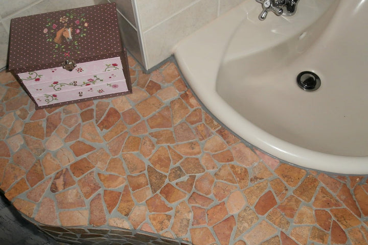 DIVERO 9 Fliesenmatten Naturstein Mosaik aus Marmor für Wand und Boden beige/rosa á 35 x 35 cm