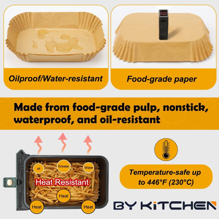 BYKITCHEN 200 Stücke Backpapier für Heissluftfritteuse Ninja Double Stack XL 9.5L SL400EU, Airfryer
