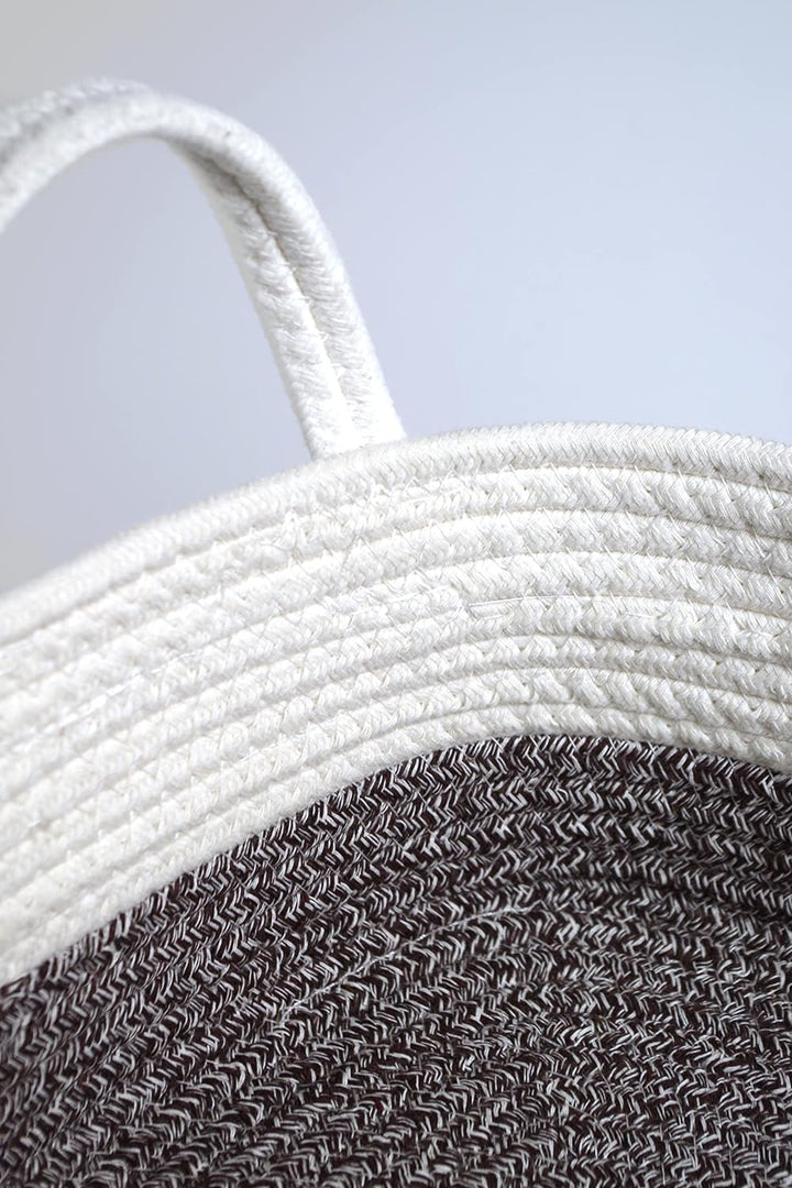 Kobolo Baumwollkorb Aufbewahrungskorb Baumwolle oval weiss beige mit Griffen 3 Grössen