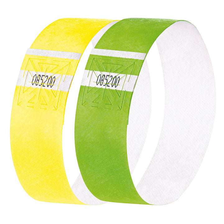 SIGEL EB219 Einlassbänder Super Soft, 2 x 60 Stück, Gelb und Grün fluoreszierend, Festival Armbänder